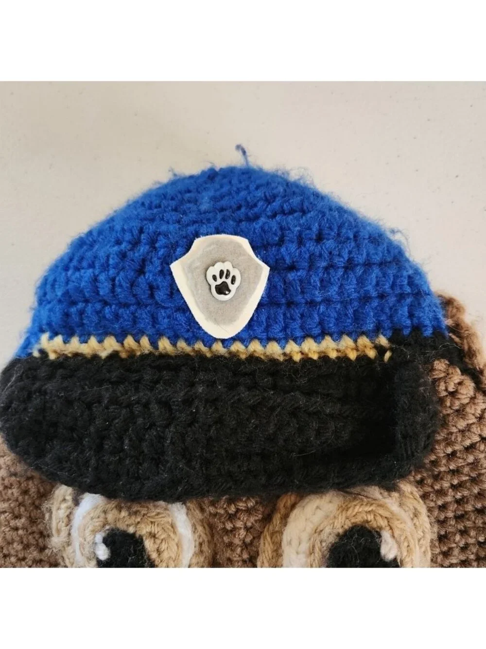 Handmade Paw Patrol Chase Crochet Winter Hat Cap Baby Toddler 12-18 months